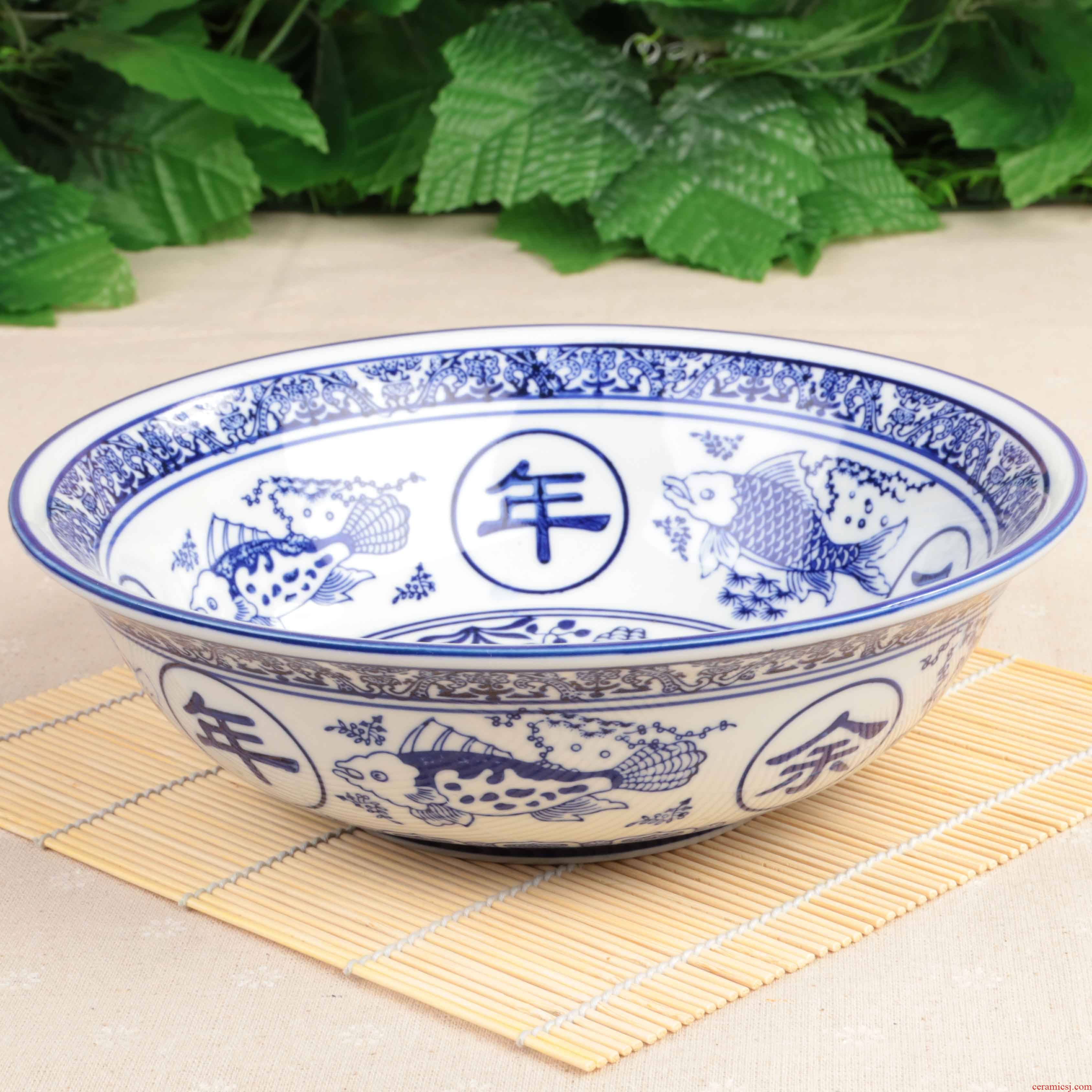 Blue and white ceramic packages mailed excessive penetration large bowl of boiled fish pickled fish meat boiled fish bowl bowl bathtub cubicle poon choi large bowl