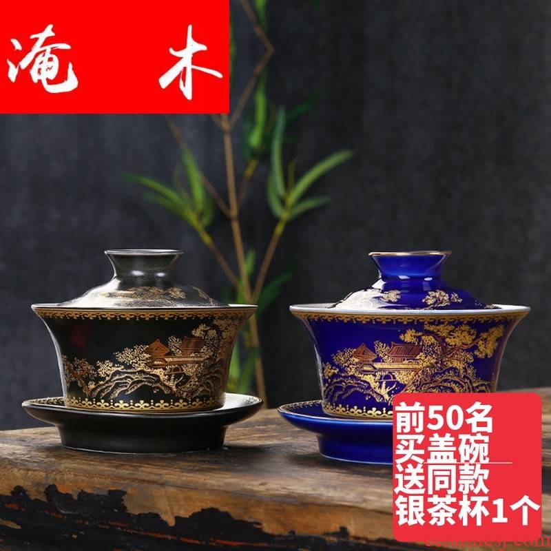 Submerged wood jingdezhen 999 sterling silver ceramic bowl with red glaze tureen large up kung fu tea set three only by hand