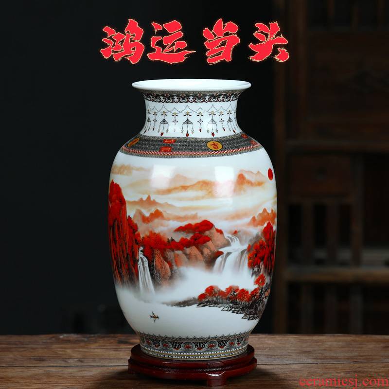 Much luck, jingdezhen ceramics flower vase rich ancient frame of Chinese style household adornment handicraft furnishing articles in the living room