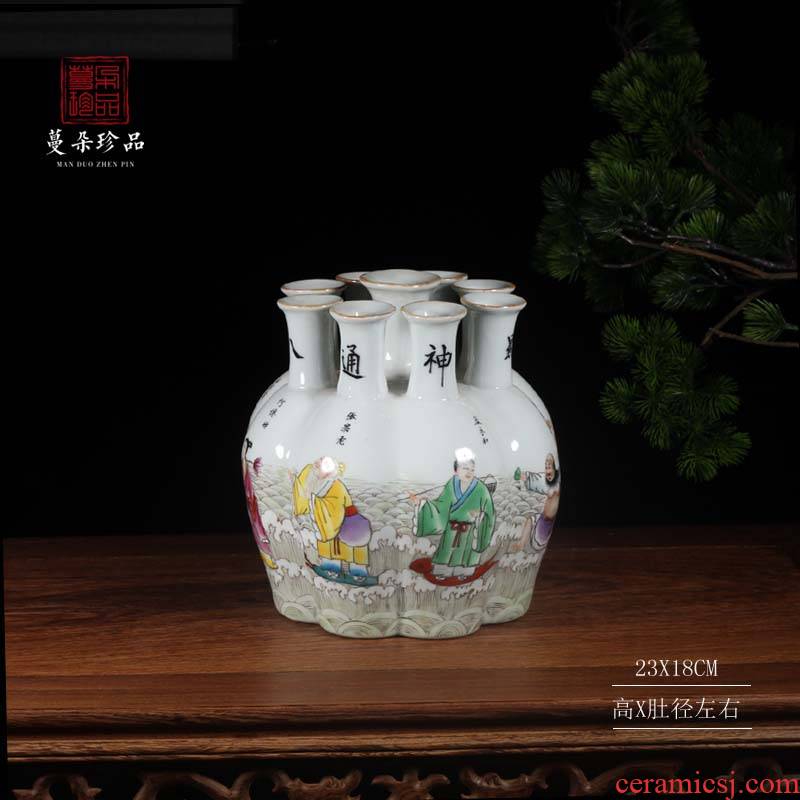Jingdezhen landscape nine bottles of Jingdezhen hand - made the ensemble character decorative vases, antique vase