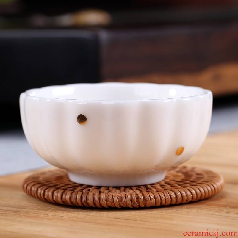Qiao mu modern white hand paint sample tea cup contracted ceramic cups kung fu tea set personal single stroke