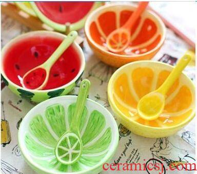 Fruit shape creative express cartoon children rice bowls ceramic tableware watermelon bowl of individual students eat such as always