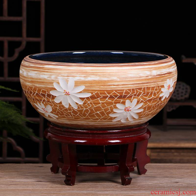 Jingdezhen ceramic aquarium desktop small place, a feng shui home sitting room turtle pond lily goldfish bowl lotus basin