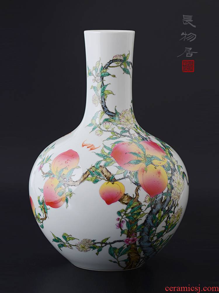 Offered home - cooked high imitation hand - made pastel peach nine live tree jingdezhen ceramic vases, flower is placed by hand