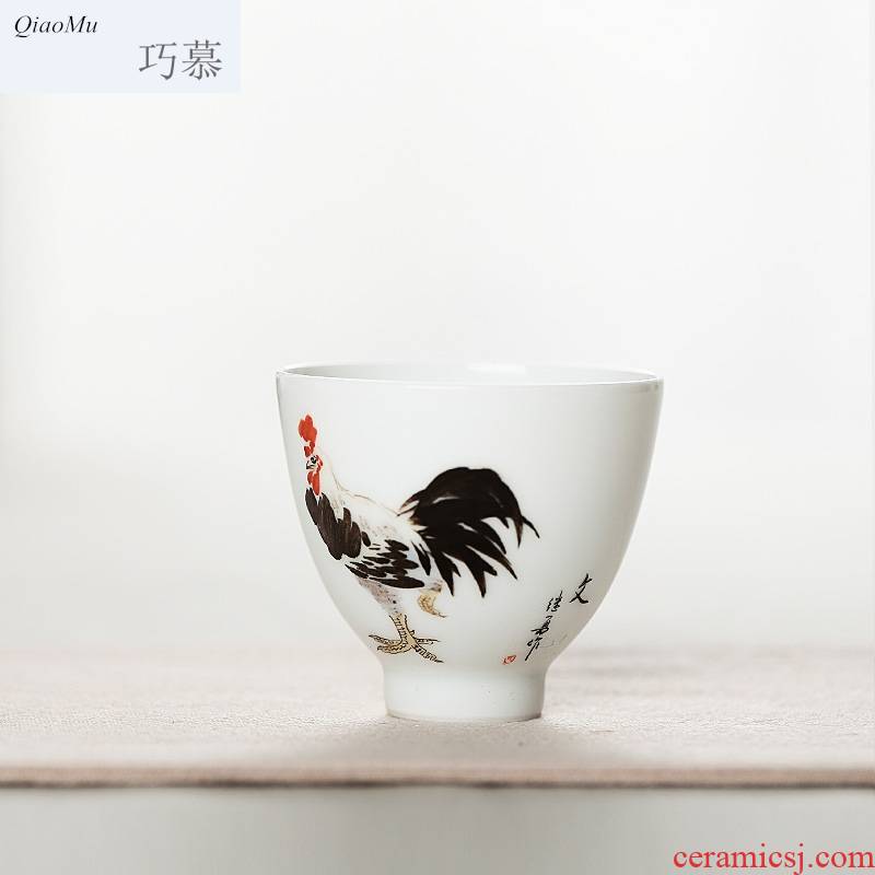 Qiao mu kung fu tea tea cup of jingdezhen ceramics single CPU hand - made white porcelain craftsmen master cup a cup of tea