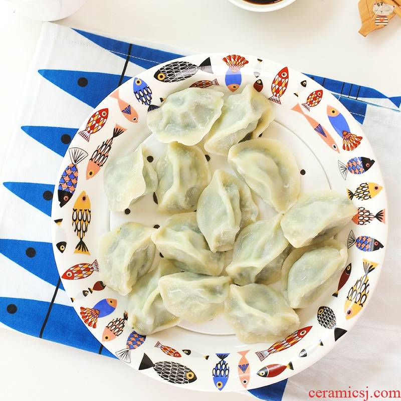 Yu, ceramic tableware, double drop round home deep large dumpling dish dish dish steamed fish dish dishes dumplings