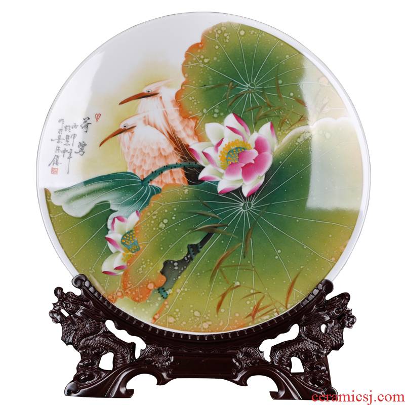Jingdezhen ceramic vases hang dish of new Chinese style decoration plate of the sitting room TV ark, furnishing articles furnishing articles hand - made sat dish household