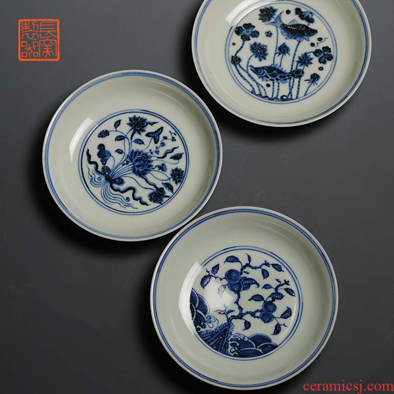 Offered home - cooked ju long up controller imitation jintong hand - made ceramic tea tray saucer archaize of jingdezhen blue and white caps