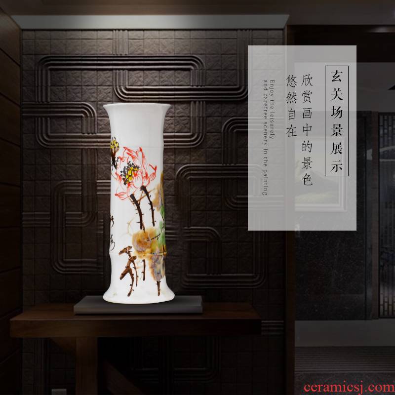 Jingdezhen ceramic lucky bamboo vase furnishing articles sitting room more tall, be born straight hydroponic flower arrangement