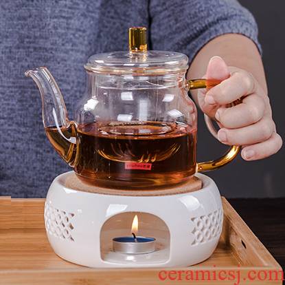 The Heat - resistant glass teapot suit household explosion - proof TaoLu tea machine electricity heating boiled flower pot base with candles