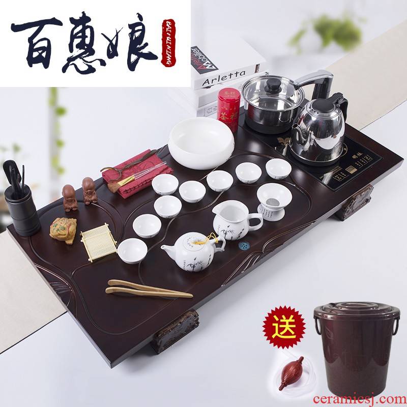 (niang kung fu tea sets tea tray was home solid wood tea table of a complete set of electric kettle ceramic teapot