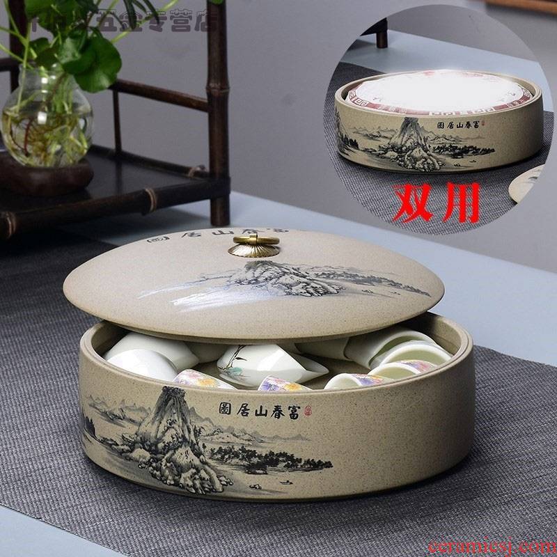 Coarse ceramic containers of tea cups with cover the wash cup basin to put cups of tea boxes with cover shengchan dui