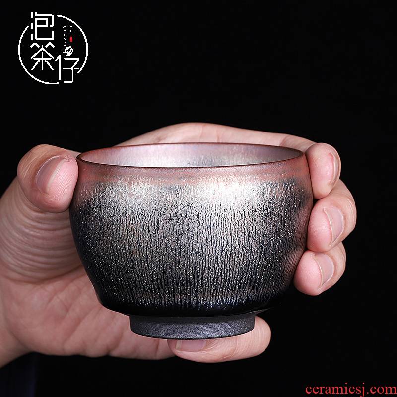 Chen Guofei checking silver hair oil lamp cup built lamp that meditation cup cup single ceramic masters cup Chinese style restoring ancient ways