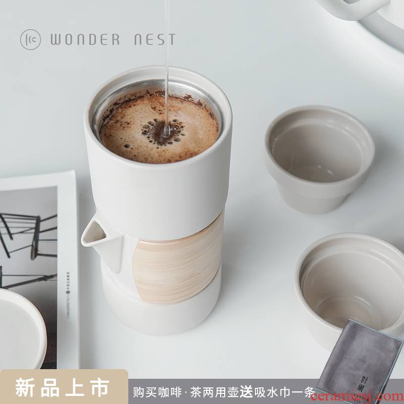 Good nest ceramic office household drip coffee and tea pot set type hand coffee appliances with tea teapot