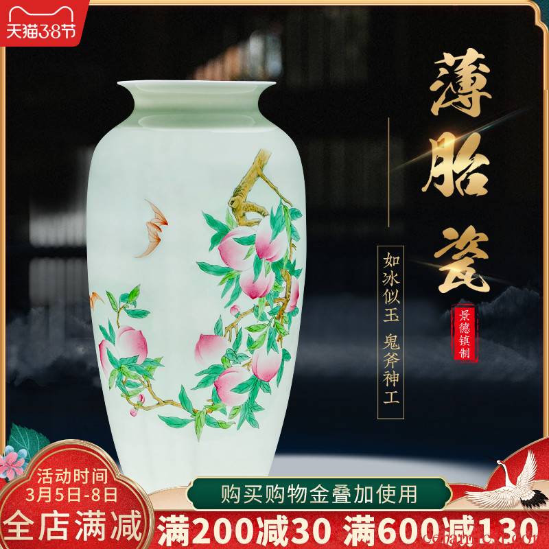 Jingdezhen famous hand - made ceramics thin foetus vase furnishing articles sitting room of Chinese style household flower arranging TV ark, adornment