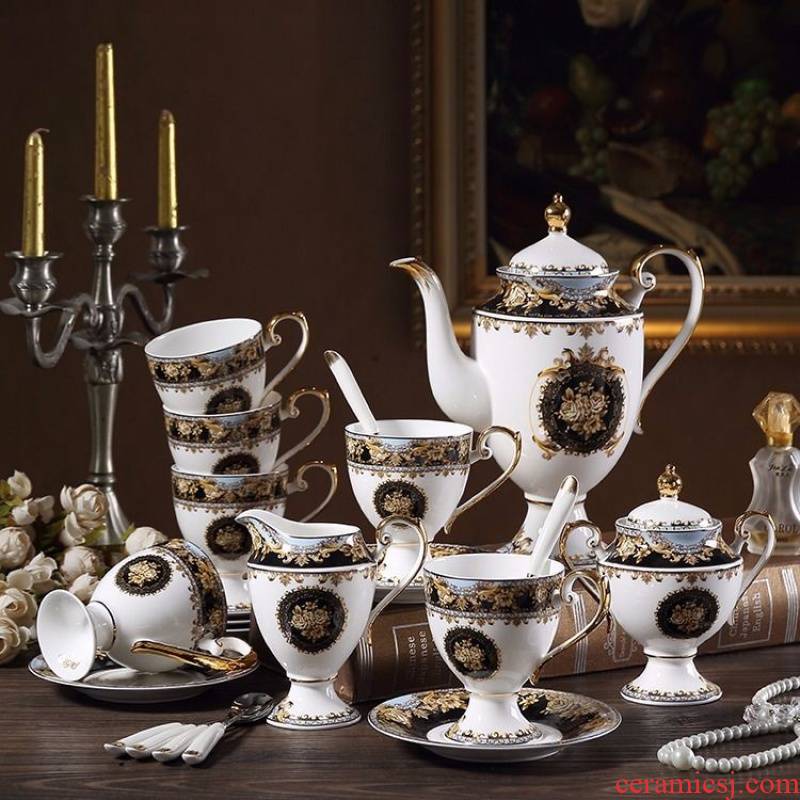 The European court drawn, ceramic coffee set with key-2 luxury afternoon tea tea sets of household ceramic coffee cups and saucers