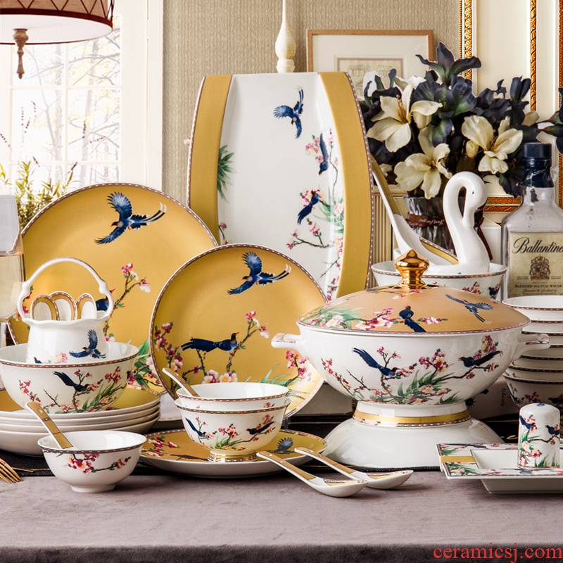 High - grade ipads China tableware European dishes sets up phnom penh Chinese style household jingdezhen ceramics dishes costly combination