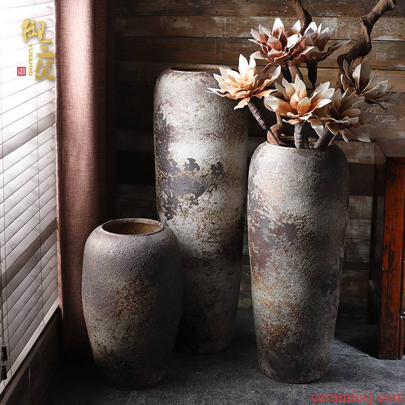 Authentic retro ceramic vases, flower arrangement sitting room place I and contracted large ground flower vase, villa and courtyard