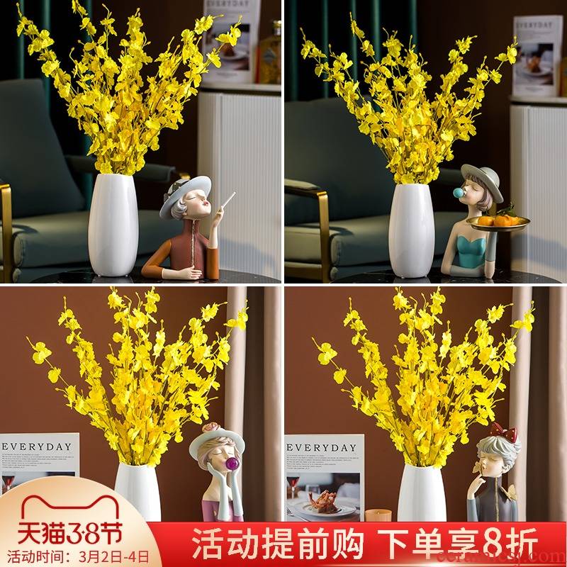 I and contracted white ceramic vases, Nordic dried flower decorations furnishing articles living room TV cabinet table flower decoration