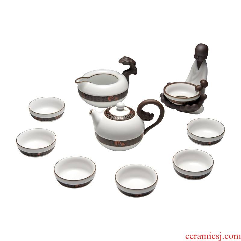 Qiao brother suit for porcelain up open piece of ceramic tea set of a complete set of dragon ball pot of kung fu tea set 10 times