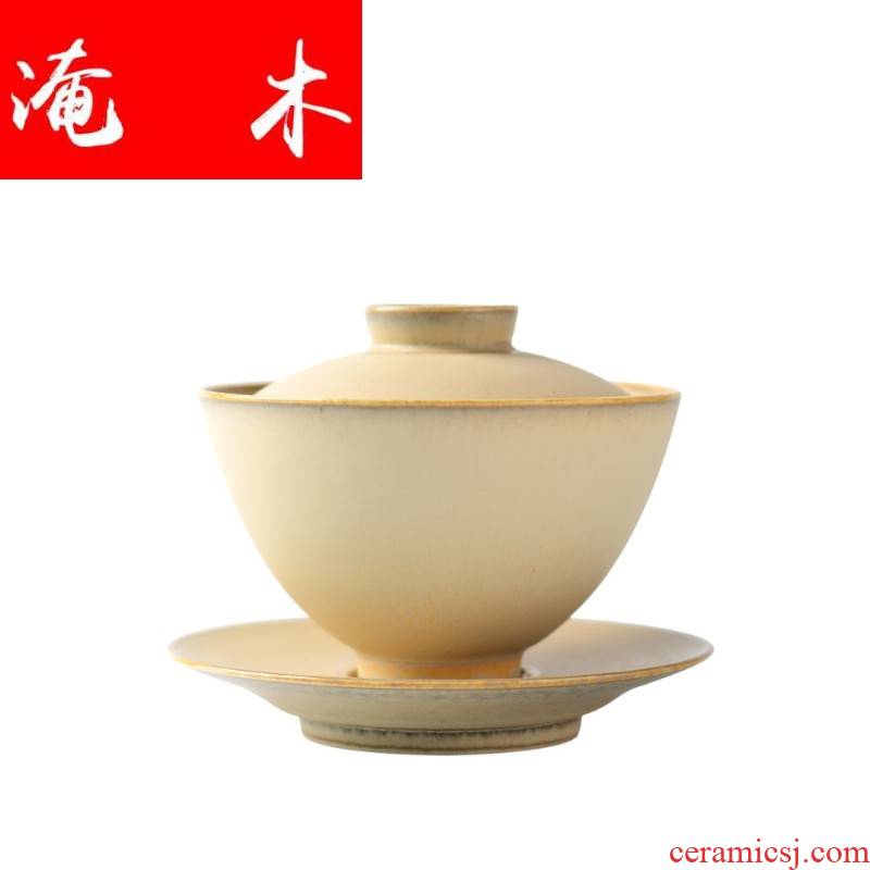 Submerged wood jingdezhen pure manual large capacity 220 ml ceramic bowl three only cover cup of tea