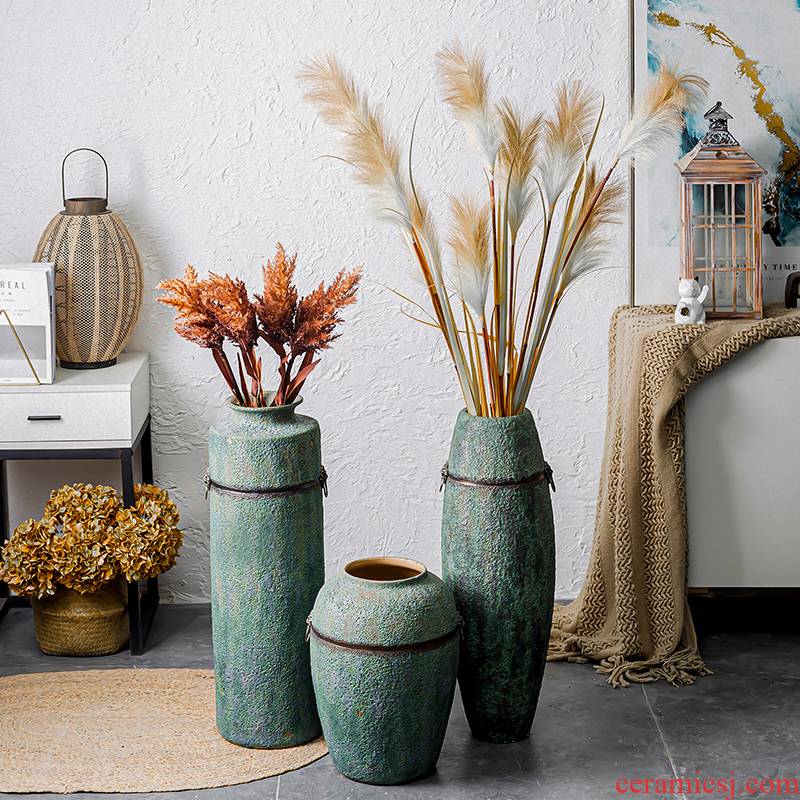 Restore ancient ways the ground vases, antique bronze, ceramic flower implement do old blue glaze Chinese wind furnishing articles drama props vase