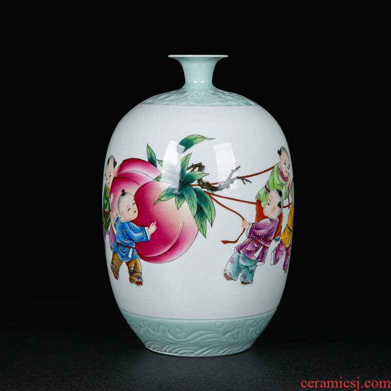 Jingdezhen ceramic vase mesa adornment pastel hand - made vases, restoring ancient ways furnishing articles sitting room TV ark, classical arranging flowers