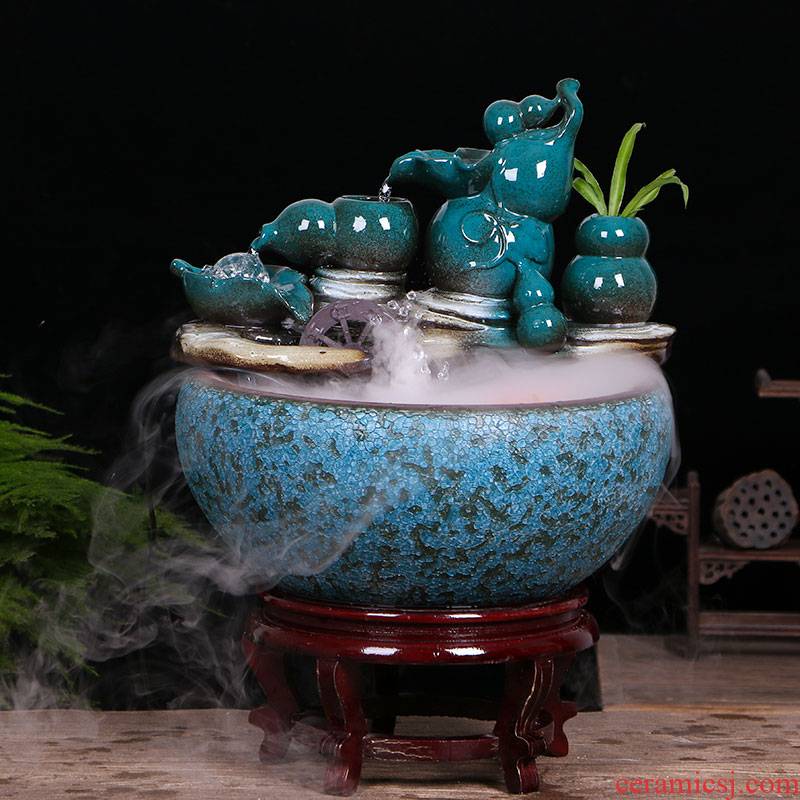 Jingdezhen ceramic aquarium water fountain household little gold fish tank large fish bowl sitting room humidifying decorative landscape
