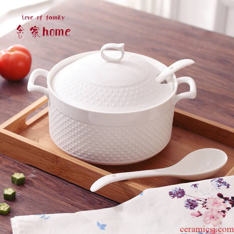 The Send tablespoons of large soup bowl with cover household ceramics microwave tableware Japanese ear soup pot package mail