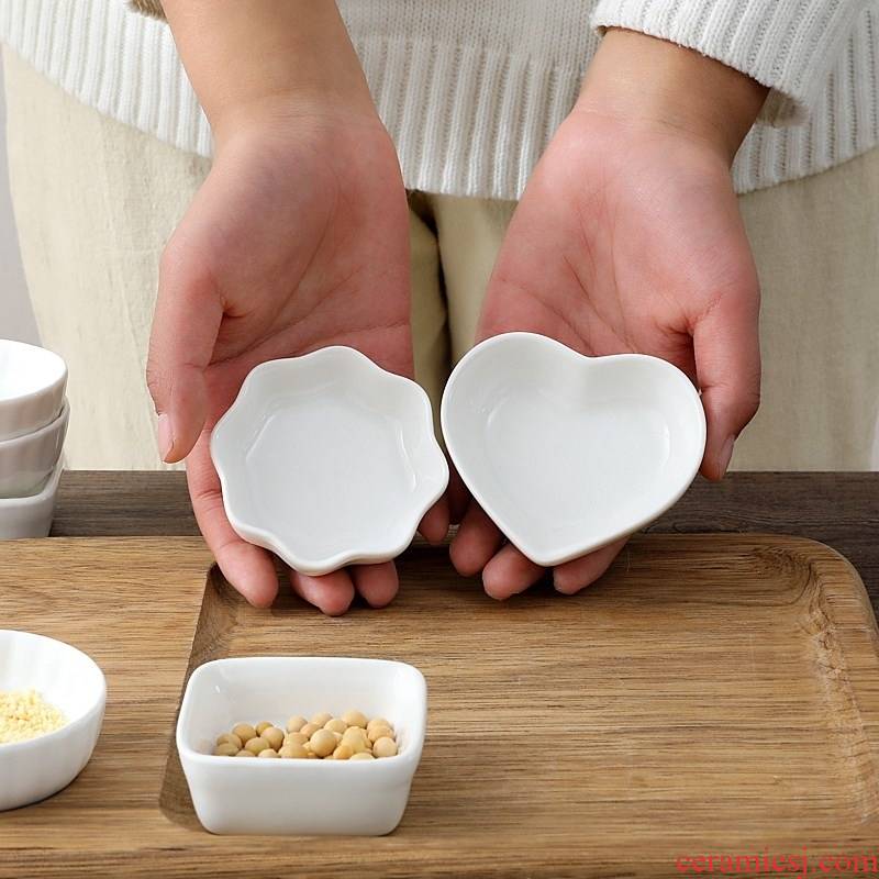 Small bowl restaurant tableware kitchen long heart - shaped plate sauce dish of sauce dish of white porcelain creative oval oil disc