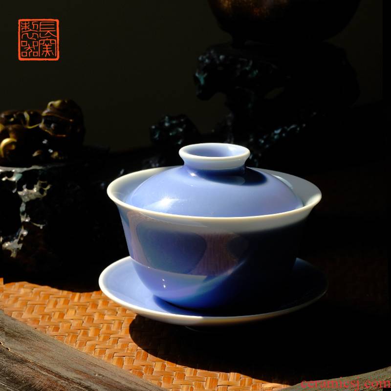 Offered home - cooked ju long up controller shamrock glaze tureen jingdezhen pure manual archaize ceramic tea tea bowl