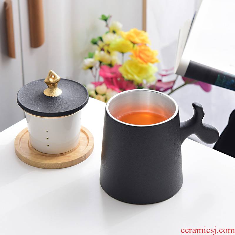 Northern wind ceramic separation office 999 sterling silver cup men 's and women' s silver cup tea tea custom filtering cup