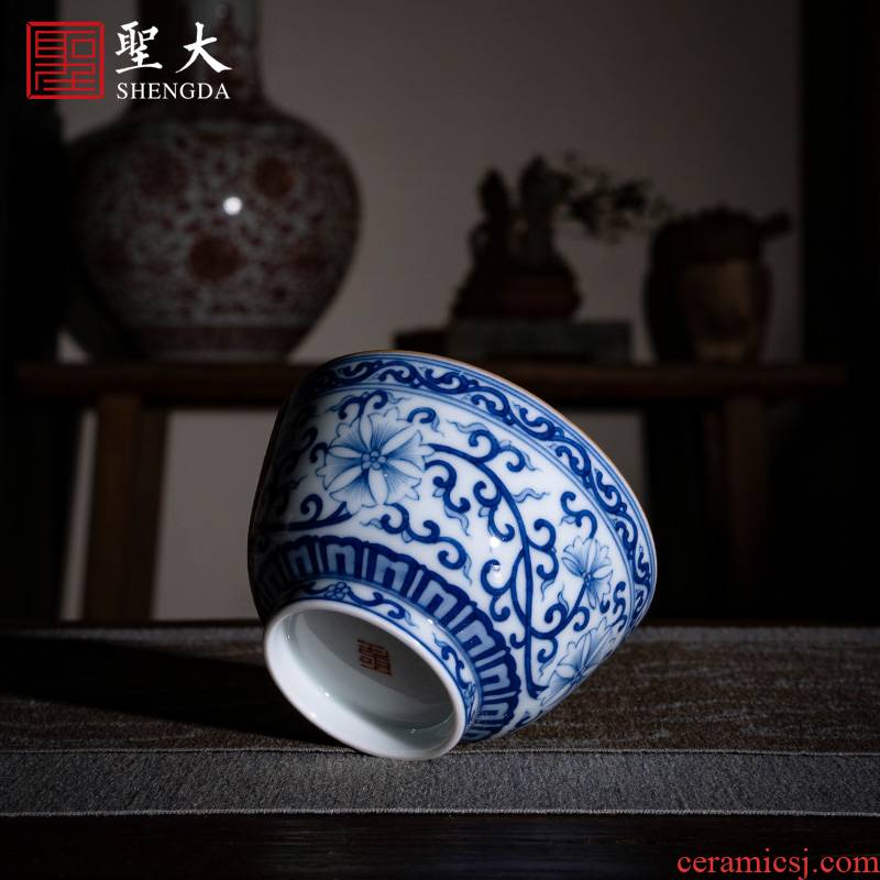 Santa jingdezhen ceramic kung fu tea cups pure manual hand - made porcelain branch sees the master cup sample tea cup
