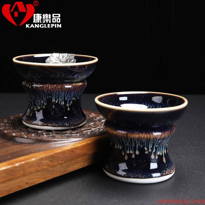 Recreational taste exquisite tea strainer kung fu tea accessories to build light) tea strainer obsidian ceramic bracket