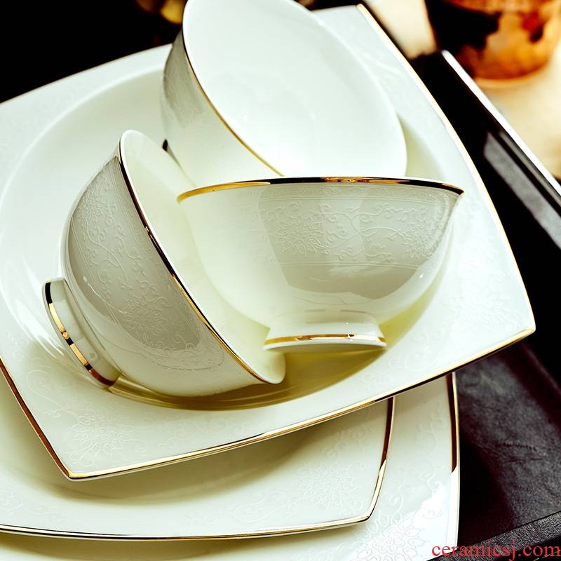 Qiao mu dishes suit dinner set bowl dish home European contracted wedgwood China jingdezhen ceramic composite ceramics