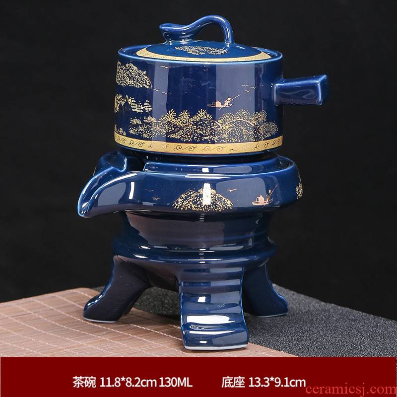 Lazy half automatic ceramic contracted kung fu tea set and exquisite home sitting room teapot teacup blunt tea