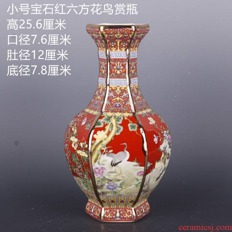 The Qing qianlong see colour enamel painting of flowers and the six - party antique craft porcelain vase household of Chinese style antique penjing collection