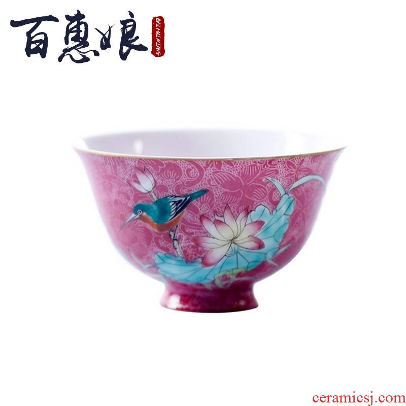 (niang jingdezhen grilled all hand thin foetus porcelain flower painting of flowers and small sample tea cup ceramic cups kung fu tea set