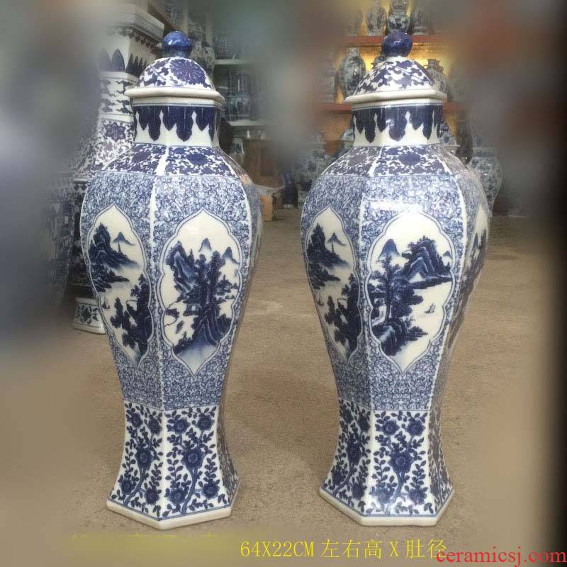 Jingdezhen 30 to 40 to 60 high general porcelain pot figure painting of flowers and gut general general tall canister