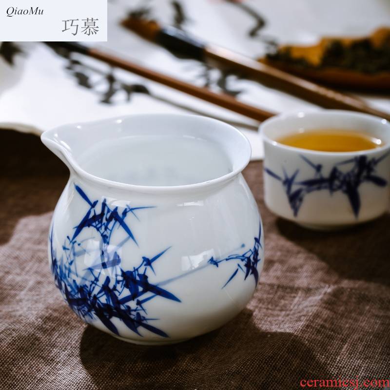 8 head qiao mu JYD hand made blue and white porcelain of jingdezhen porcelain tea set a complete set of creative ceramic four unity