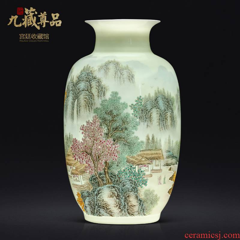 The Master of jingdezhen ceramics hand - made pastel landscape vase Chinese style living room TV cabinet decorative furnishing articles arranging flowers
