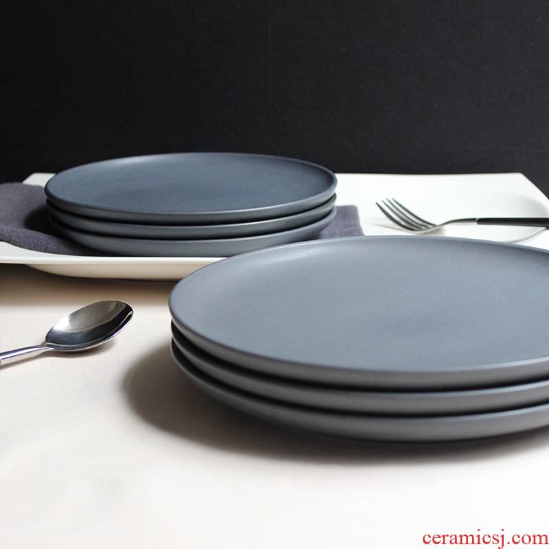 Utsuwa ceramic plate dessert plate Nordic beefsteak dish dish between example casual dining restaurant matte enrolled, black