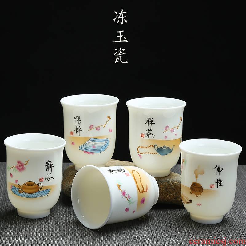 Large ceramic cups kung fu tea set jade porcelain sample tea cup, master cup 150 ml of zen cup dehua white porcelain