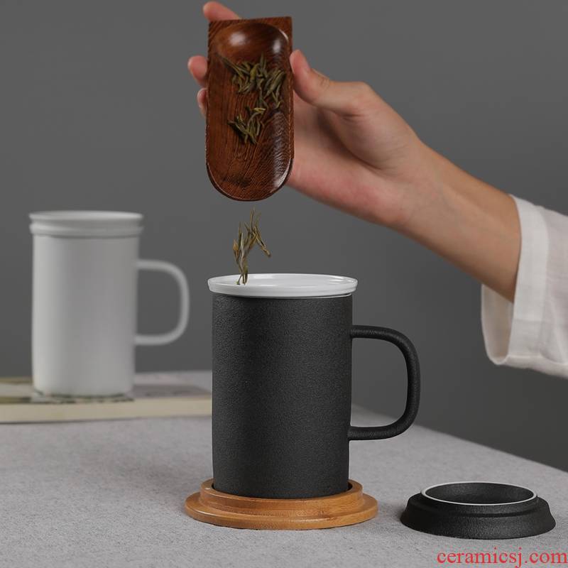 Qiao mu mugs ceramic household with cover filter cup mat cup cup tea cup custom office