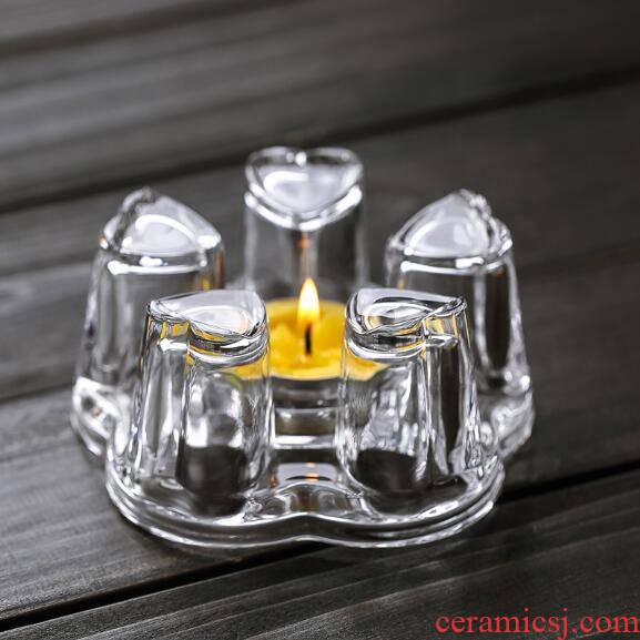 Insulation base size flower teapot teacup glass heating base contracted and I lead - free heart - shaped candles