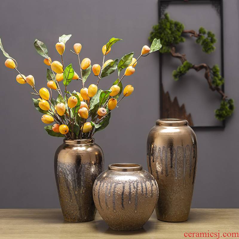 Simple fashion light key-2 luxury postmodern gold sample room living room home decoration porcelain ceramic vase furnishing articles