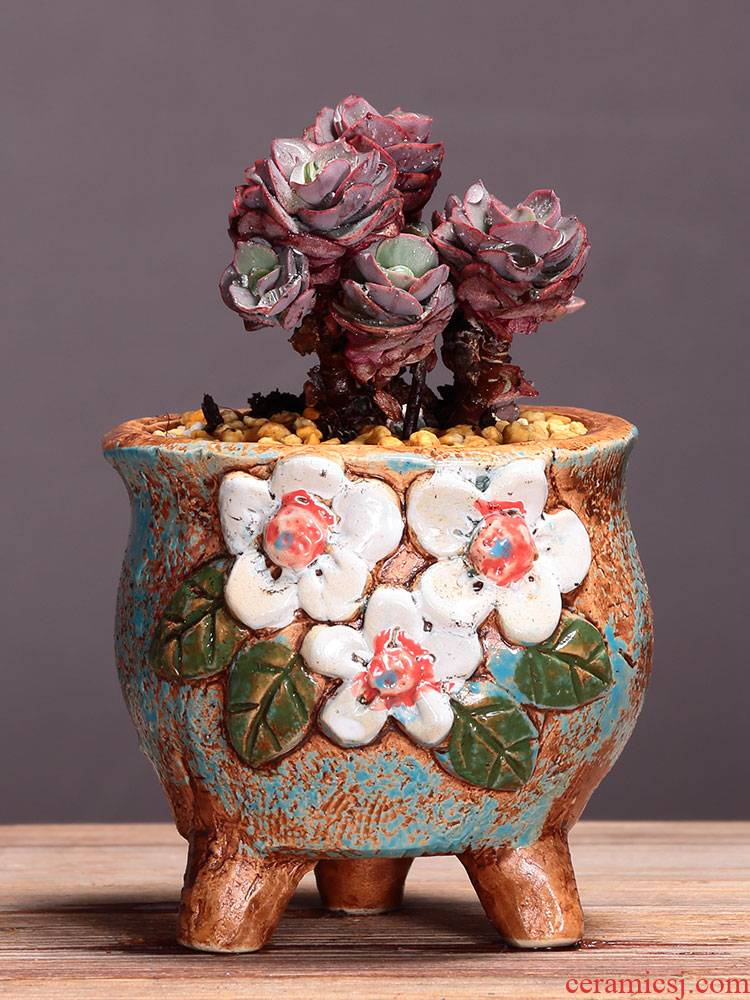 More special meat meat meat flowerpot ceramics package mail hand - made Korean small suit combination coarse pottery breathable