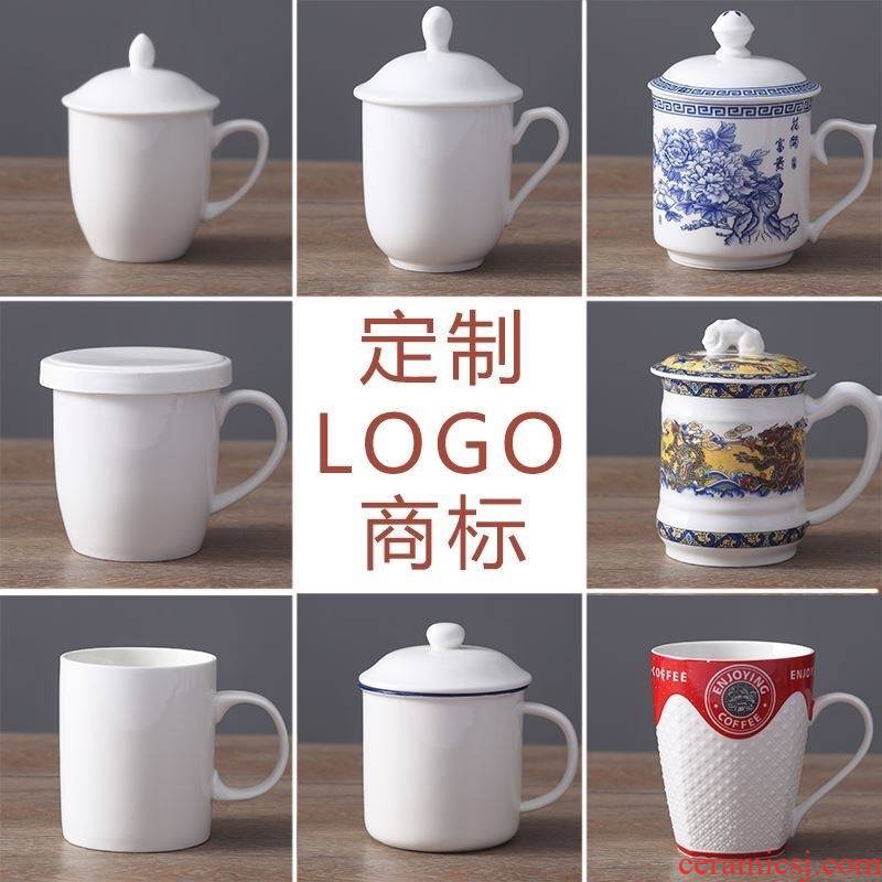 Hotel glass ceramics and white office gift cups business with cover glass dielectric cups of water