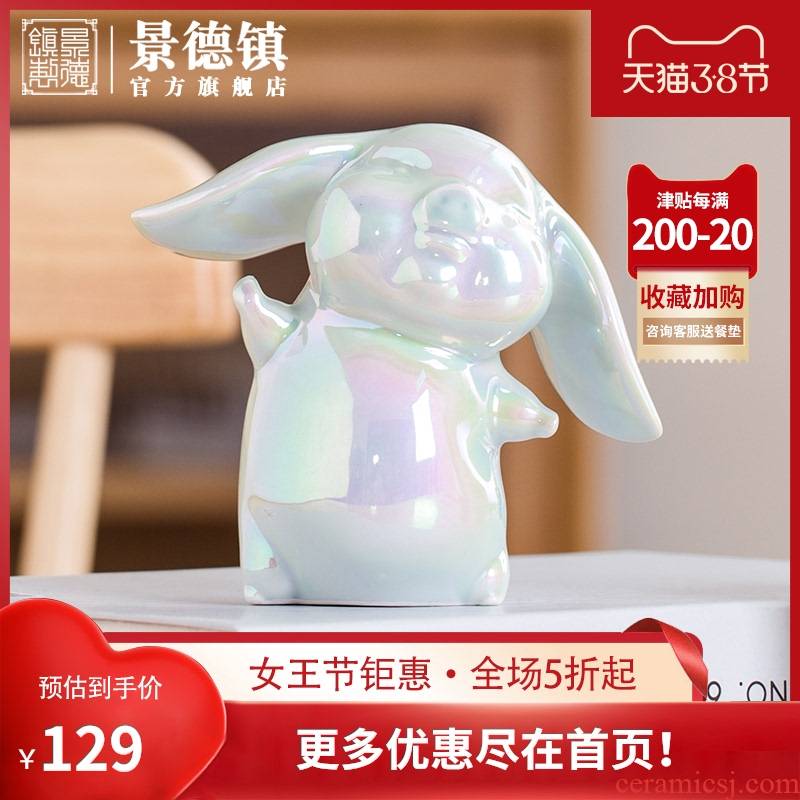 【 in 】 jingdezhen ceramic piggy furnishing articles mini small lovely creative home decoration in the sitting room desk
