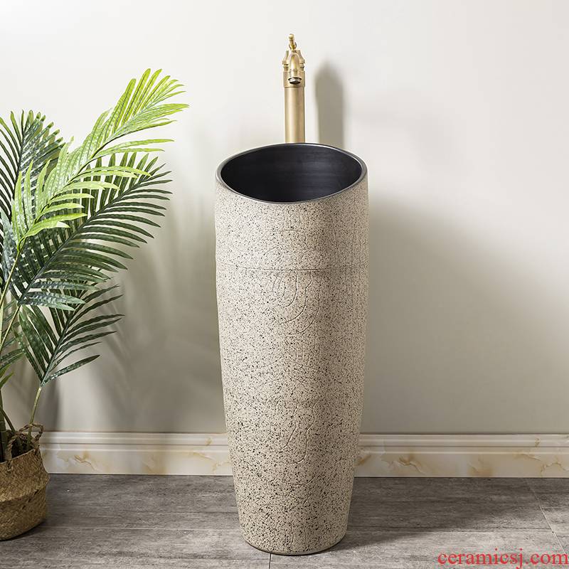 Household small family pillar type lavatory toilet lavabo is suing balcony floor ceramic basin of pillar 2
